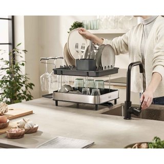 Kệ úp chén bát 2 tầng Joseph Joseph Excel Steel (Grey) 851647 , Kệ đựng đồ nhà bếp có giá đỡ ly GermanySnT HCM 450215