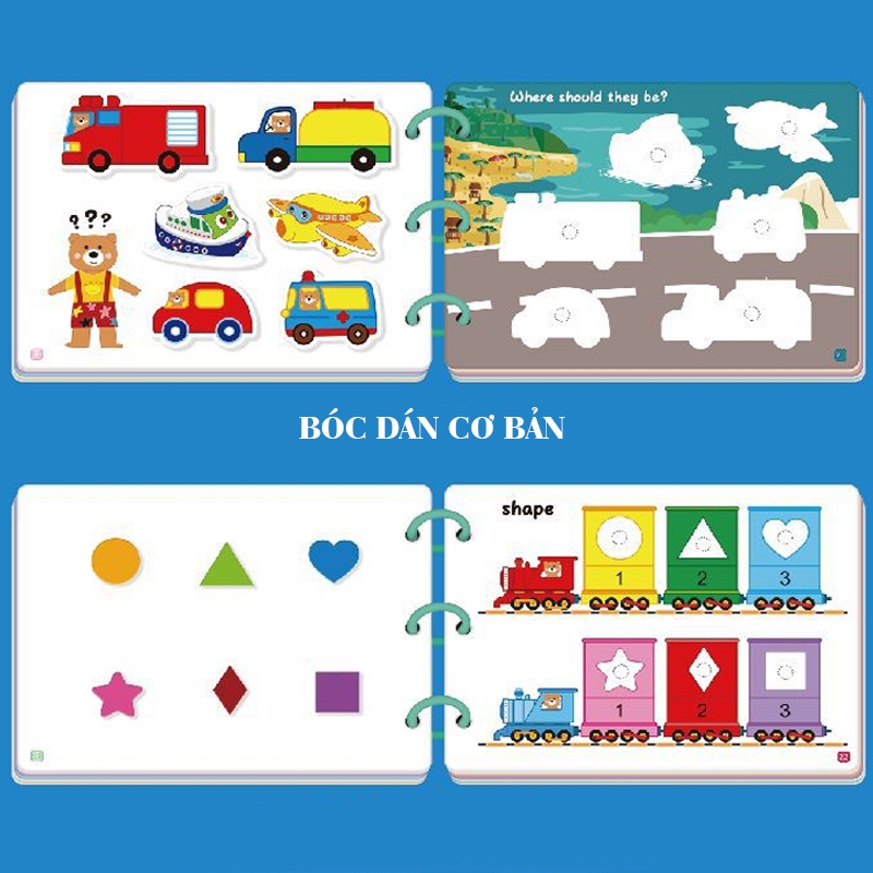 Học liệu bóc dán Montessori cho bé, học liệu busy book bóc dán thông minh 17 chủ đề, Sách bóc dán Tiếng Anh