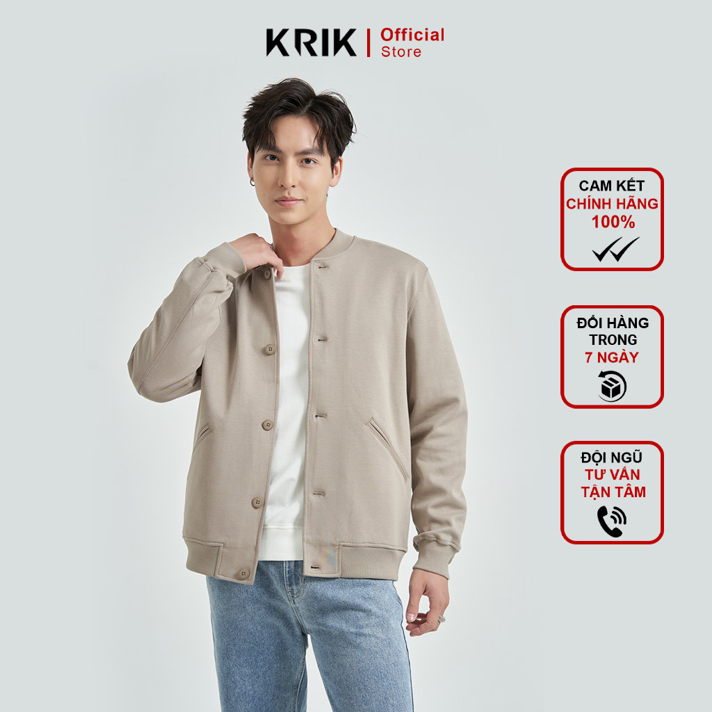 Áo Khoác Nỉ Bomber Nam KRIK Phong Cách Hàn Quốc Trẻ Trung Chuẩn Form Regular AK5009