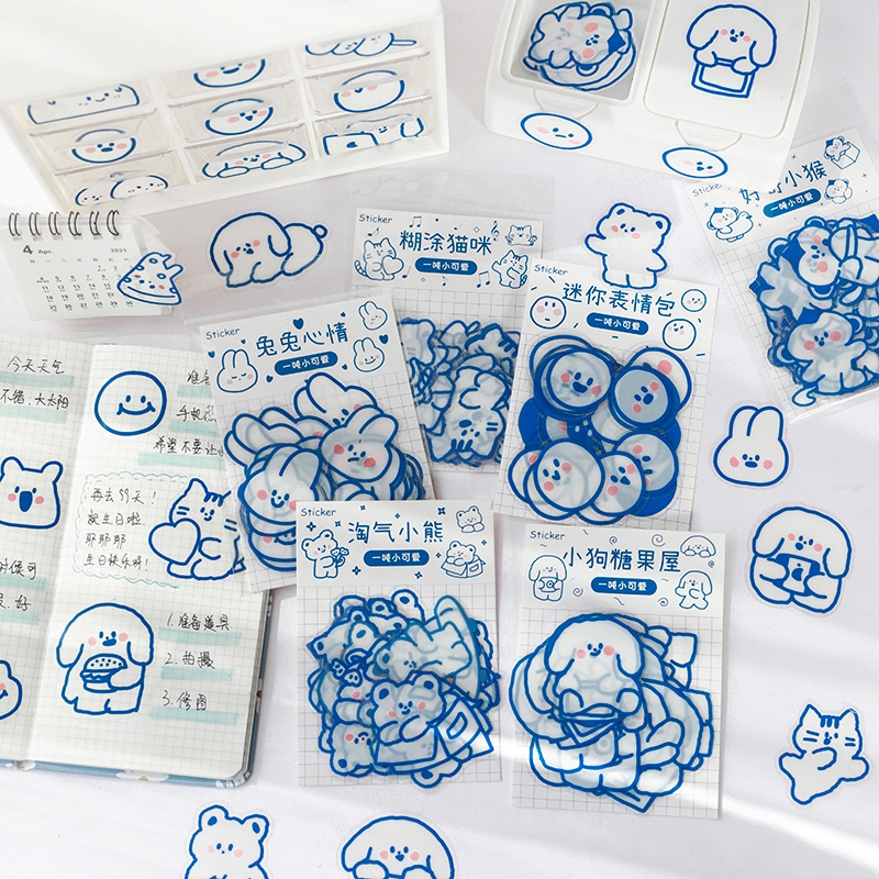 Enjoymore Set 40 Sticker PET One Ton Little Hình Động Vật Dễ Thương ...
