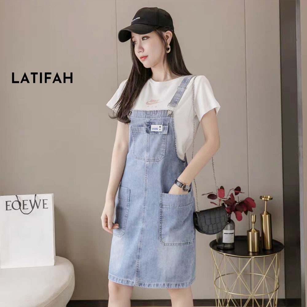 Yếm váy jean LATIFAH form rộng YJ034 phong cách hàn quốc