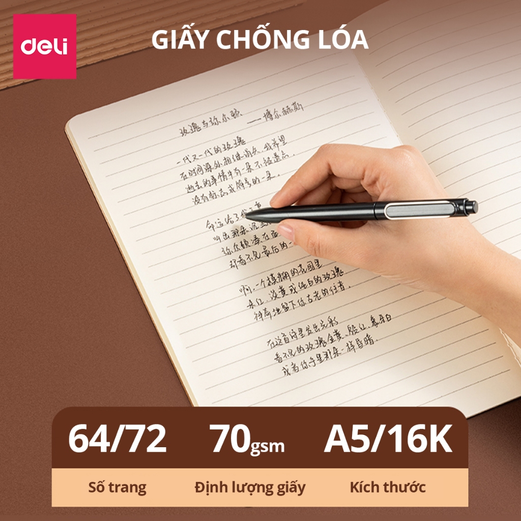 [VOUCHER 20%]Vở Viết Tiếng Trung Nhật Hàn Deli - Sổ Tập Luyện Viết Chữ Hán Ô Vuông In Đậm Rõ Nét Ô Mễ Giấy Đẹp Người Mới