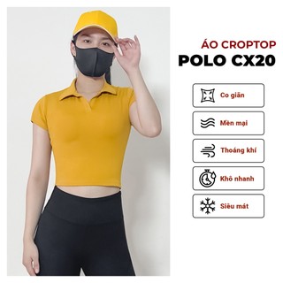Áo thể thao cao cấp Gladimax Croptop Polo CX20 cá tính chất thun cao cấp co giãn 4 chiều
