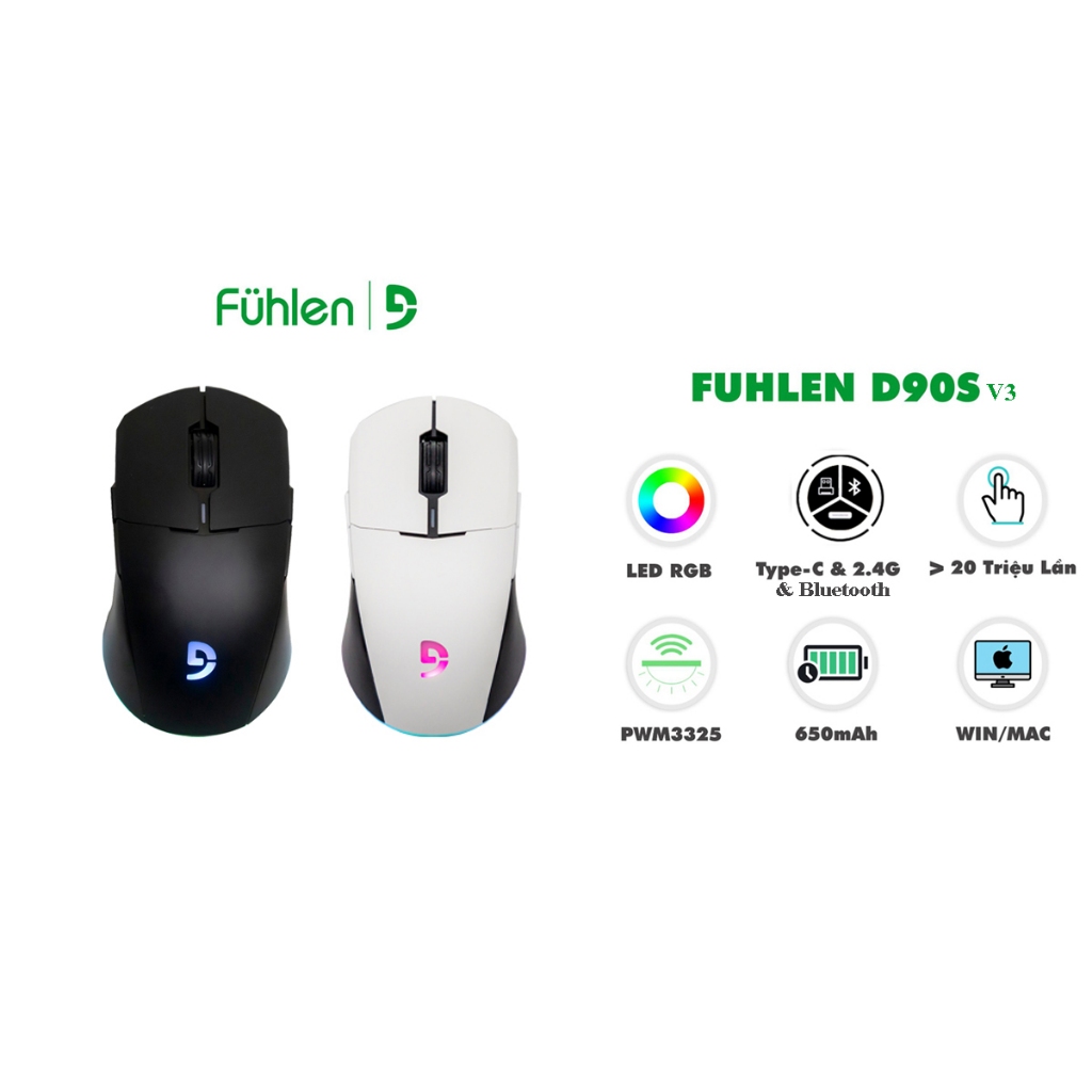 Chuột Gaming Không Dây Fuhlen D90S V3 || Wireless RGB Dual mode ...