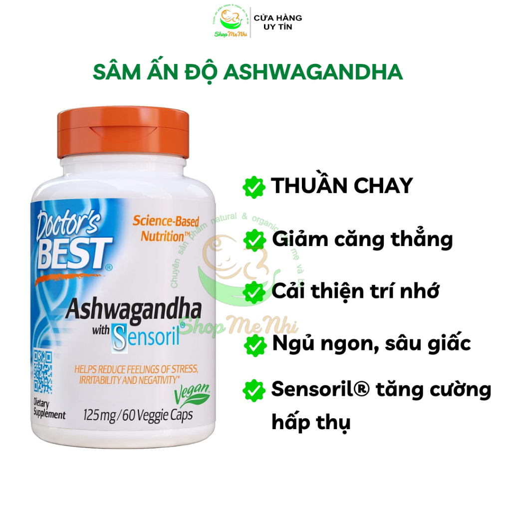 Viên uống sâm Ấn Độ giảm căng thẳng Doctor's Best Ashwagandha with ...
