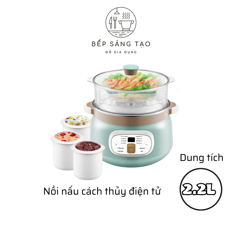 Nồi Nấu Chậm Bennix BN-22CWG, Nồi Hấp Dinh Dưỡng Đa Năng Hầm Gà Hầm Xương, Chưng Yến Cho Bé