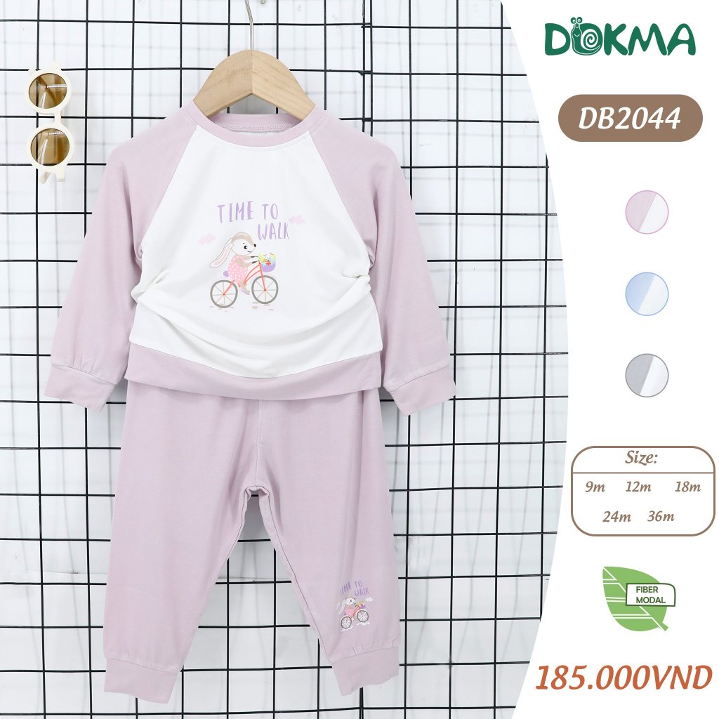 (9-13kg, 9-36M) Bộ Cotton Cài Vai Dài Tay DOKMA Cho Bé DB2044 DB3179 DB3121 DB3020 DB3026