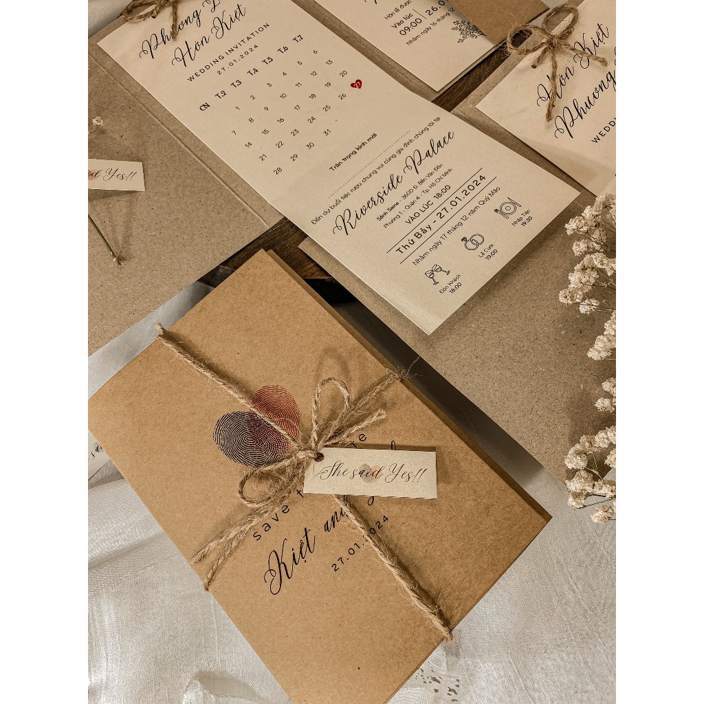 Product image THIỆP CƯỚI VINTAGE KRAF - MẪU GẬP 3 1