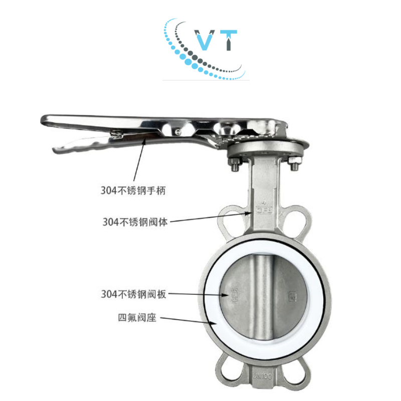 Van gạt inox 304  Seat PTFE DN50, DN65, DN80, DN100, DN125, DN150, DN200