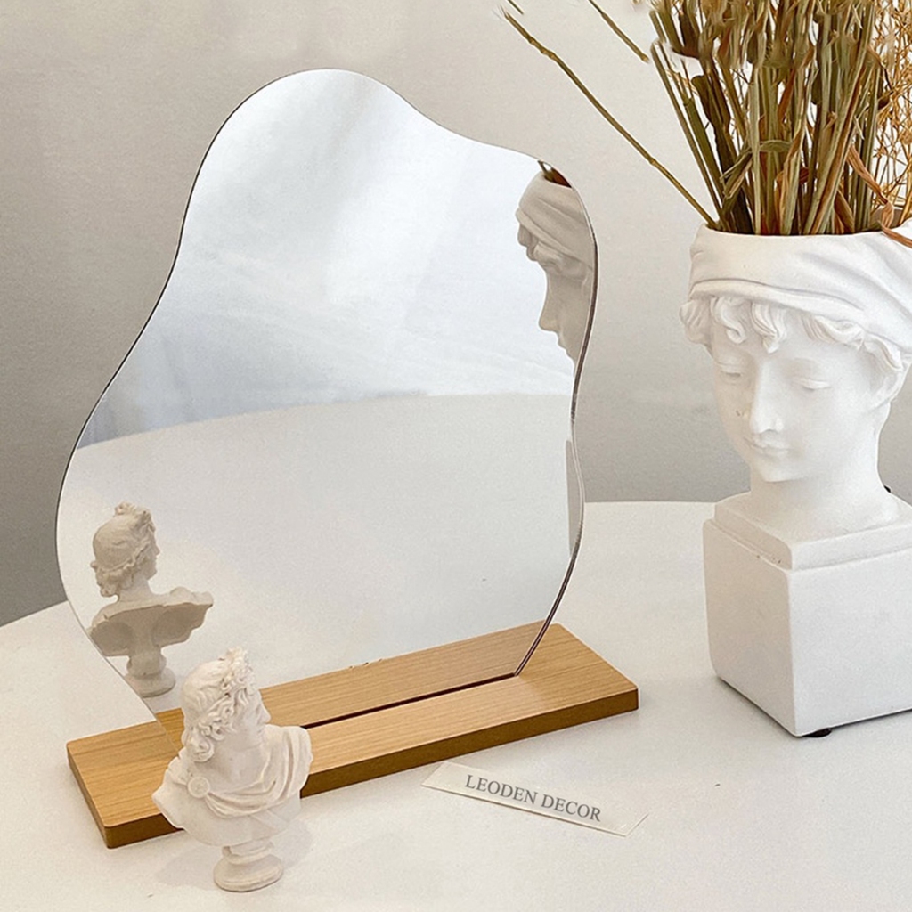 Gương để bàn trang điểm đế gỗ hình đám mây - Gương decor cao cấp NHUYDECOR