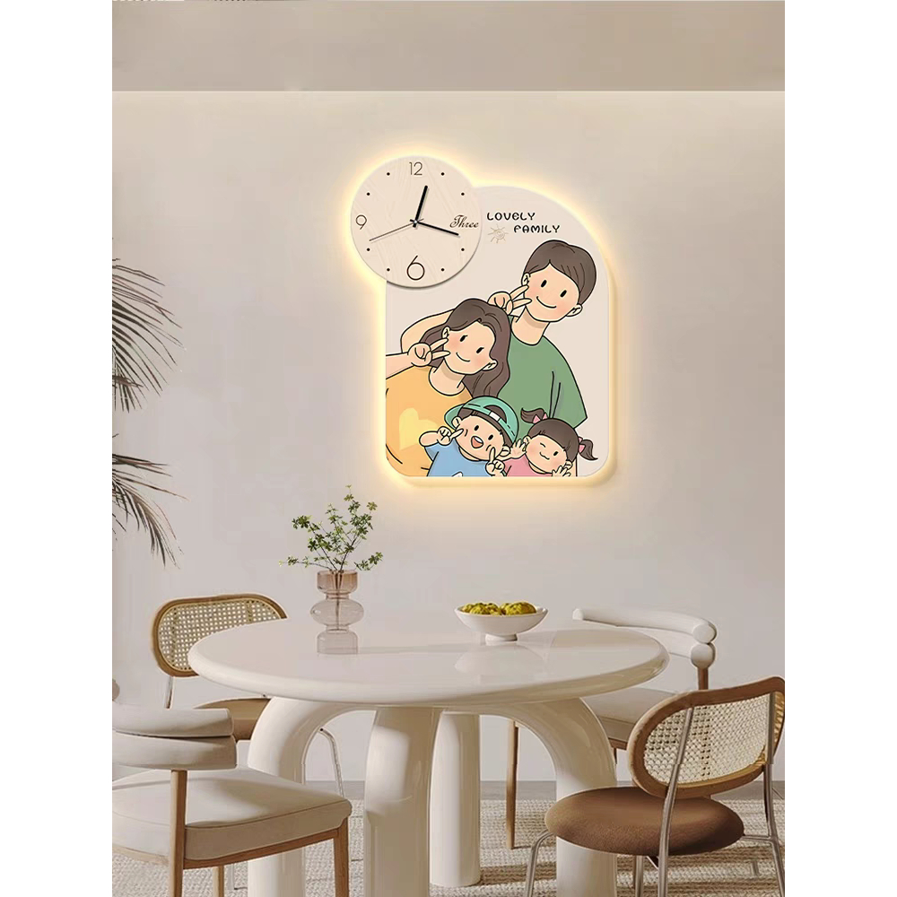 Tranh 3d Led Đồng Hồ Gia Đình Đáng Yêu Treo Phòng Khách, Phòng Ngủ - Quà Tặng Tân Gia