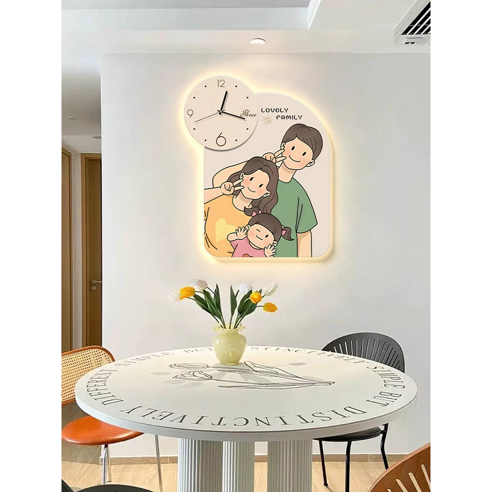 Tranh 3d Led Đồng Hồ Gia Đình Đáng Yêu Treo Phòng Khách, Phòng Ngủ - Quà Tặng Tân Gia