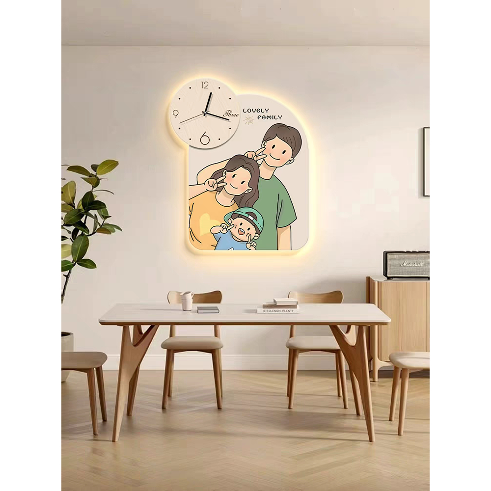 Tranh 3d Led Đồng Hồ Gia Đình Đáng Yêu Treo Phòng Khách, Phòng Ngủ - Quà Tặng Tân Gia