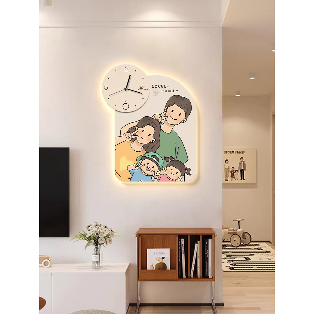 Tranh 3d Led Đồng Hồ Gia Đình Đáng Yêu Treo Phòng Khách, Phòng Ngủ - Quà Tặng Tân Gia
