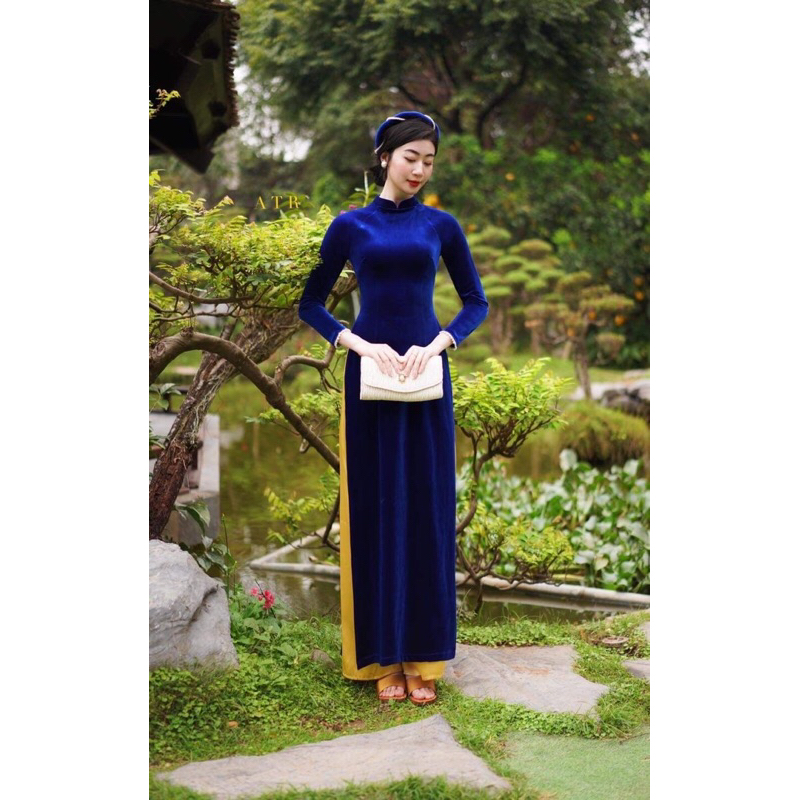áo dài nhung sang trọng quý phái