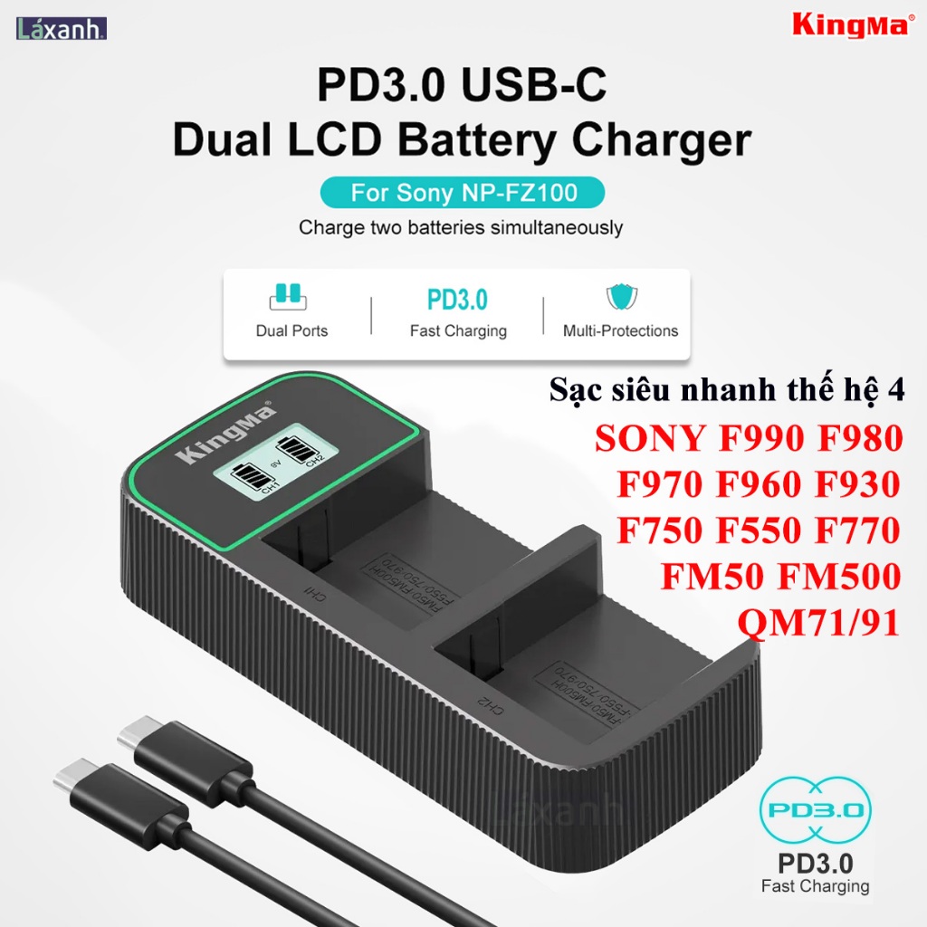 YUBOLI Baterai Kamera Sony Replacement Battery USB Type C 13400mAh - NP-F990  - Black - JakartaNotebook.com 13400mAh NP-F990 Type-Cバッテリー、Compatible for Sony、for F970 F960 F55
