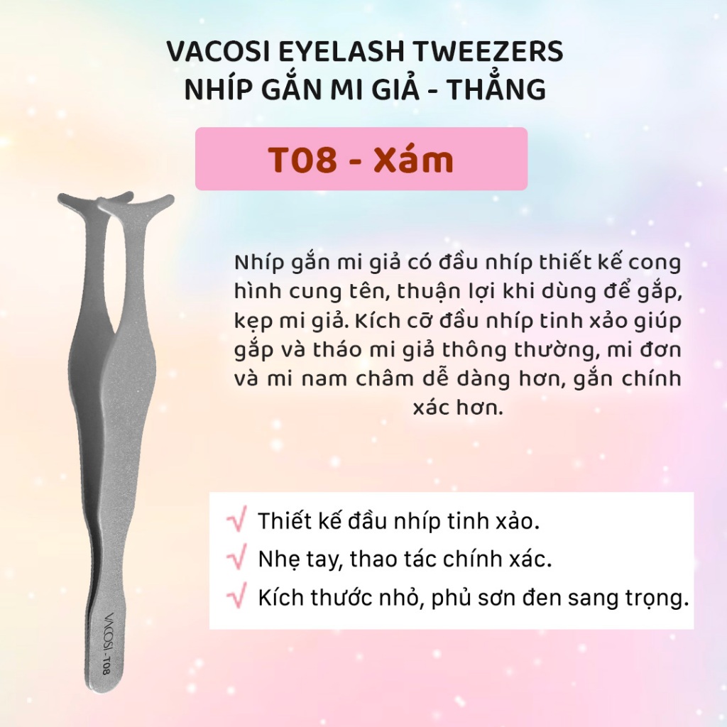 Nhíp Gắn Mi Giả Vacosi Hàn Quốc Siêu Bền Không Gỉ Nhiều Loại
