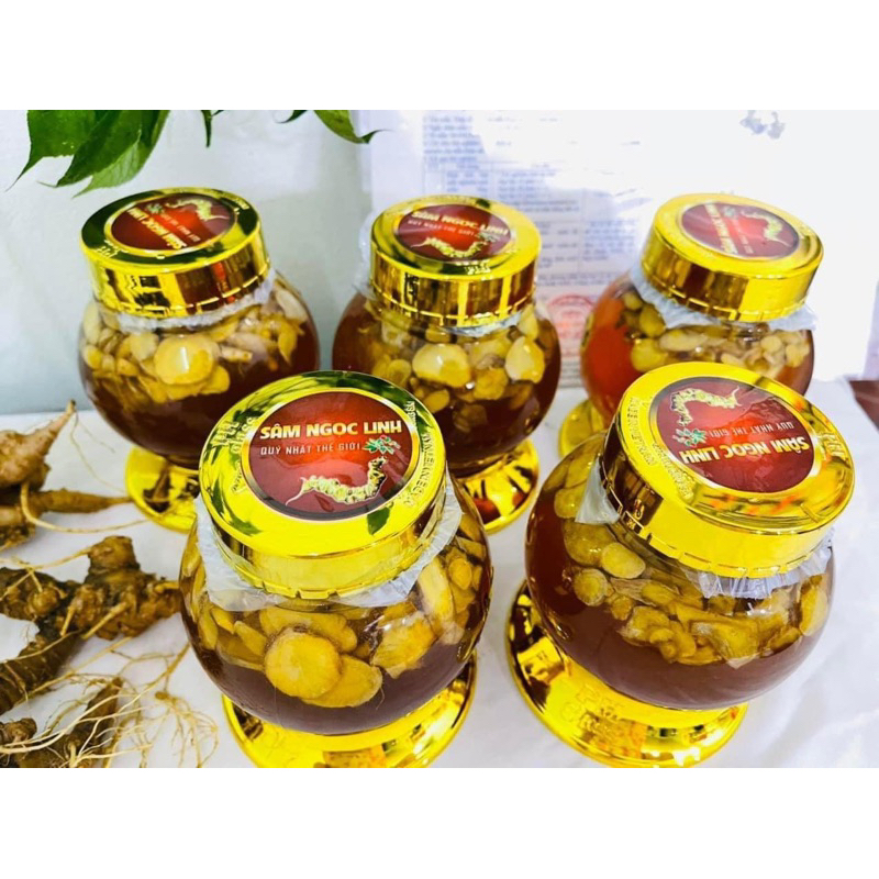 Sâm Ngọc Linh( Sâm Lai Châu) thái lát ngâm mật ong rừng tự nhiên 500gr