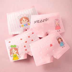 Quần chip đùi bé gái, combo 4 quần chíp đùi cho bé gái hình cô gái hồng ngộ nghĩnh Maruka Fashion