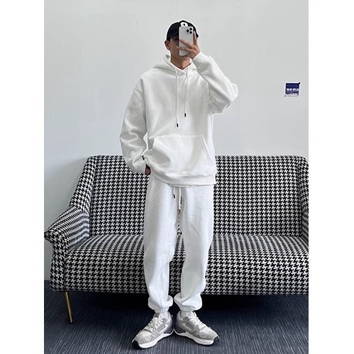 Bộ Nỉ Thể Thao Hoodie Trơn Phối Mũ Sành Điệu, Chất Liệu Nỉ Ngoại Mềm Mịn Thấm Hút Mồ Hôi Cực Tốt