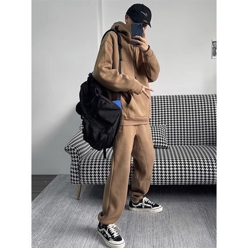Bộ Nỉ Thể Thao Hoodie Trơn Phối Mũ Sành Điệu, Chất Liệu Nỉ Ngoại Mềm Mịn Thấm Hút Mồ Hôi Cực Tốt
