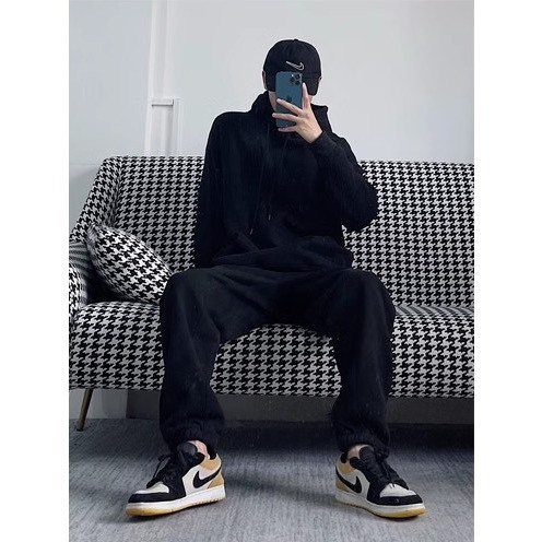 Bộ Nỉ Thể Thao Hoodie Trơn Phối Mũ Sành Điệu, Chất Liệu Nỉ Ngoại Mềm Mịn Thấm Hút Mồ Hôi Cực Tốt