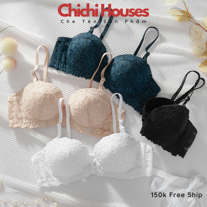 Áo Lót Nữ Ren Hoa Cài Sau, Áo Ngực Đệm Dày 3CM Có Gọng Nâng Ngực Thoải Mái Chichi Bra 7001