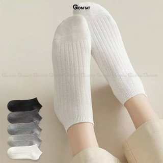 Combo 10 đôi vớ cổ thấp nam GOMTAT trơn basic, chất liệu cotton cao cấp hút ẩm thoáng khí khử mùi -NT2-FIVE-2005-CB10
