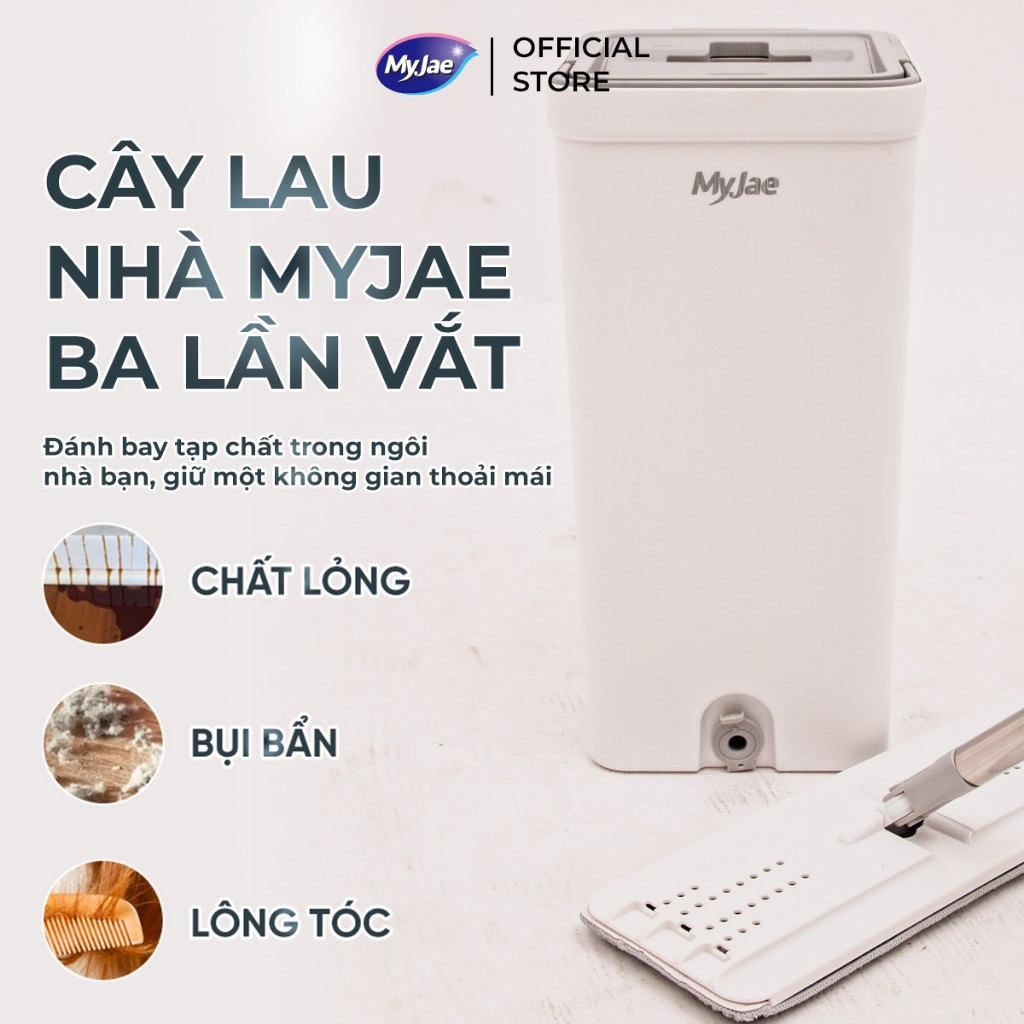 Lau nhà 3 lần vắt kèm thùng 2 ngăn xoay 360 độ  lau sạch nhanh vệ sinh dễ dàng MyJae