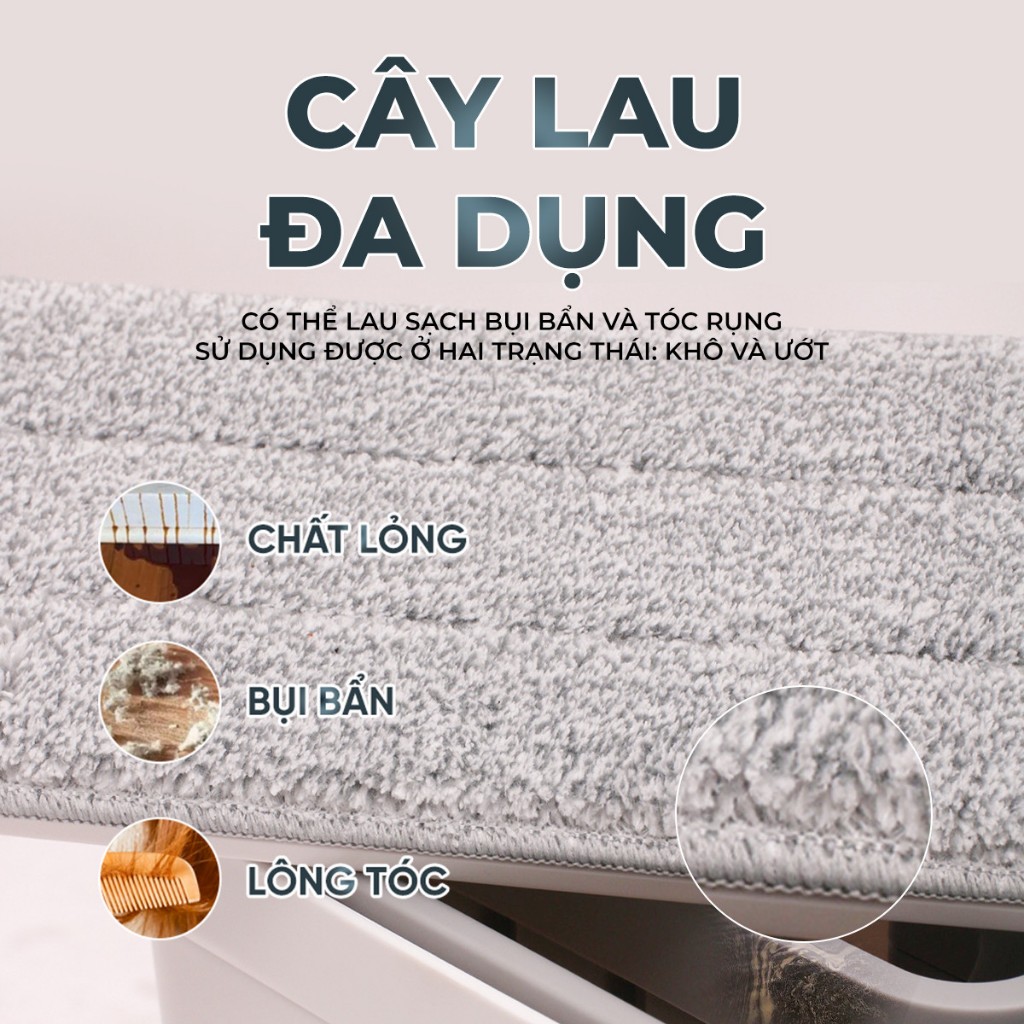 [Phiên bản nâng cấp] Bộ Lau Nhà MyJae Đài Loan Sợi Microfiber 2 Ngăn Tự Vắt Xoay 360 Độ