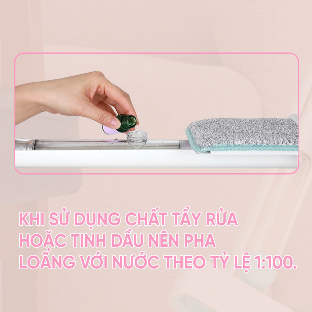 Combo 3 Bông Lau + 1 Cây Lau Nhà MyJae Sợi Microfiber Tự Vắt Phun Sương Xoay 360 Độ Thông Minh 138c