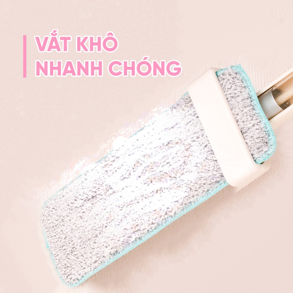 Combo 3 Bông Lau + 1 Cây Lau Nhà MyJae Sợi Microfiber Tự Vắt Phun Sương Xoay 360 Độ Thông Minh 138c