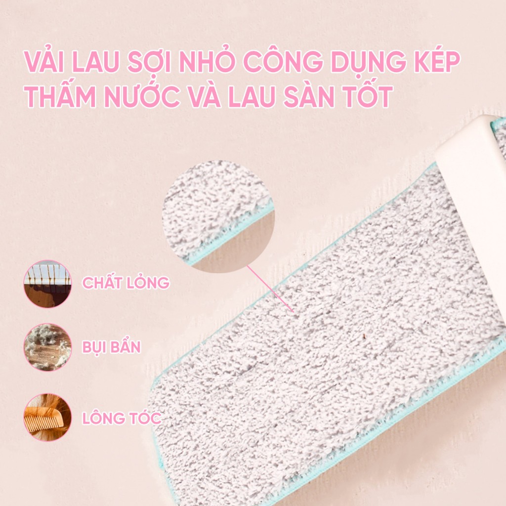 Combo 3 Bông Lau + 1 Cây Lau Nhà MyJae Sợi Microfiber Tự Vắt Phun Sương Xoay 360 Độ Thông Minh 138c