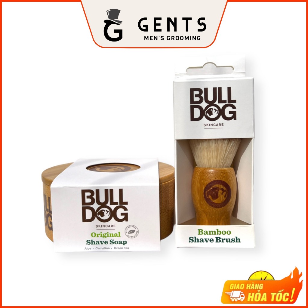 Bộ bát chổi đánh bọt cạo râu có sẵn xà phòng cạo râu Bulldog Skincare ...