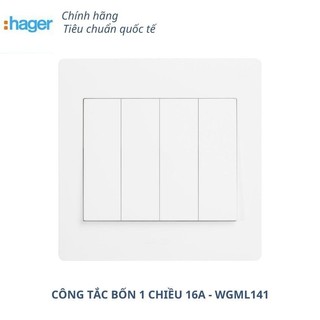 WGML141 - CÔNG TẮC ĐÈN 1 CHIỀU MẶT 4 -16A -Hager
