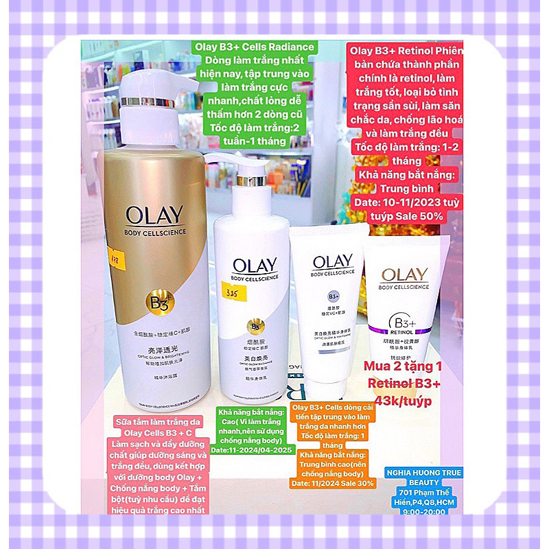 (Link Mới- Sale) Sữa dưỡng thể trắng da Olay B3+ Retinol/Cells, Dòng ...