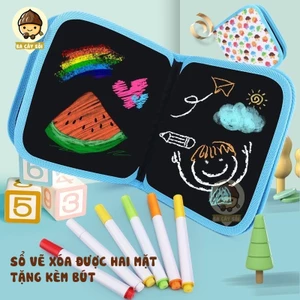 Đồ chơi sách vẽ tự xóa Graffiti phát sáng nhiều bút màu sắc chất liệu PP bọc vải có sẵn bút và giấy lau
