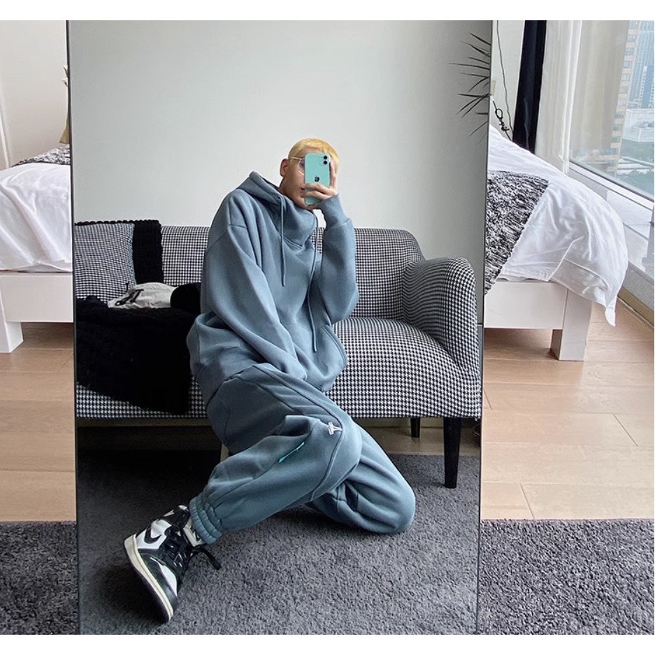 Bộ Nỉ Thể Thao Hoodie Phối Mũ Sành Điệu, Chất Liệu Nỉ Ngoại Mềm Mịn Thấm Hút Mồ Hôi Cực Tốt