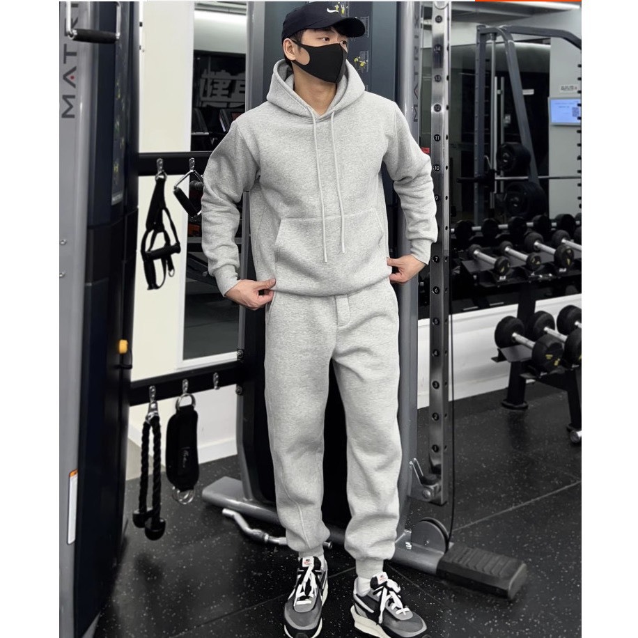 Bộ Nỉ Thể Thao Hoodie Phối Mũ Kèm Dây Rút  Sành Điệu, Chất Liệu Nỉ Ngoại Mềm Mịn Thấm Hút Mồ Hôi Cực Tốt