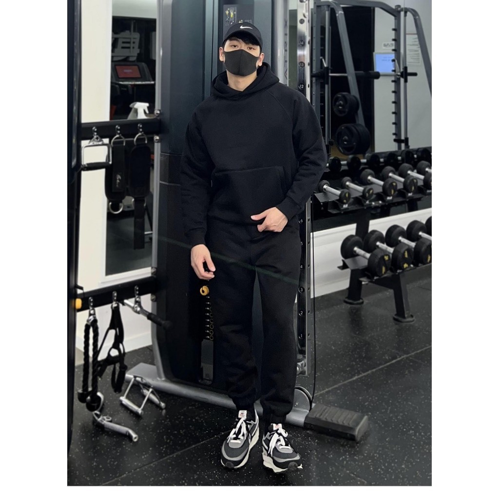 Bộ Nỉ Thể Thao Hoodie Phối Mũ Kèm Dây Rút  Sành Điệu, Chất Liệu Nỉ Ngoại Mềm Mịn Thấm Hút Mồ Hôi Cực Tốt