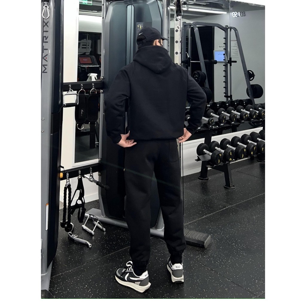 Bộ Nỉ Thể Thao Hoodie Phối Mũ Kèm Dây Rút  Sành Điệu, Chất Liệu Nỉ Ngoại Mềm Mịn Thấm Hút Mồ Hôi Cực Tốt