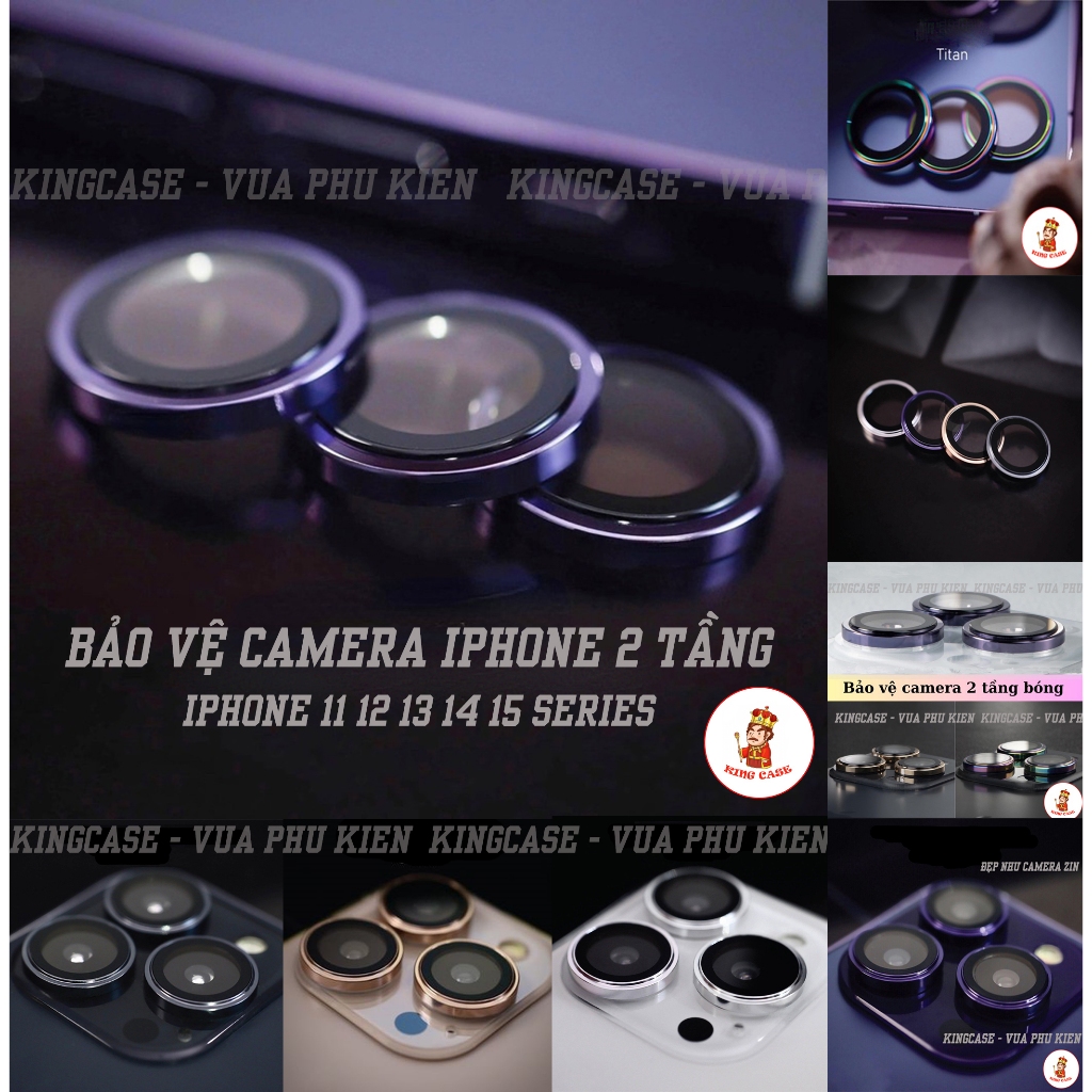 Bảo vệ camera iphone 2 Tầng cao cấp đẹp như zin màu nguyên bản cho 17/16/15/14/13/12/11/Pro/Max/Plus