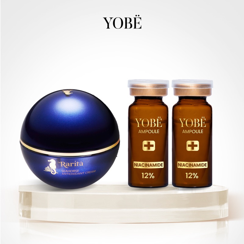Combo Kem Cá Ngựa & 2 Tinh chất Niacinamide 12% YOBE [Chính Hãng]