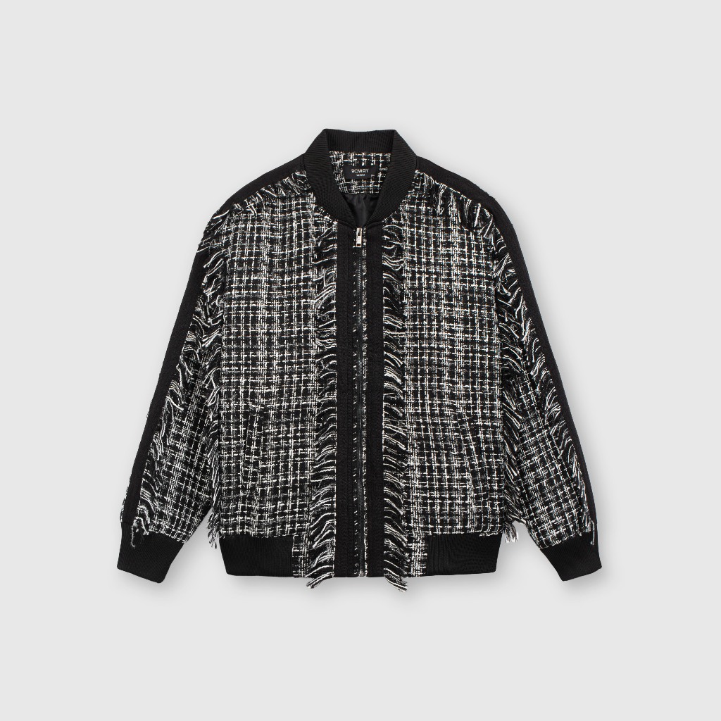 Áo khoác ROWAY chất liệu dạ tweed | Bomber tua sọc | Shopee Việt Nam