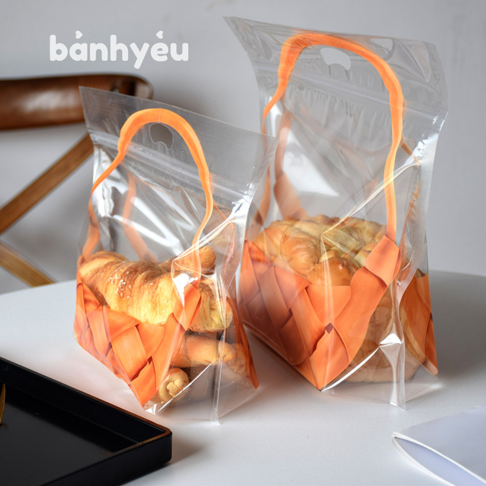 [10 túi] Túi Zip hình giỏ mây/Túi Zip giỏ quà đựng bánh kẹo- BB175