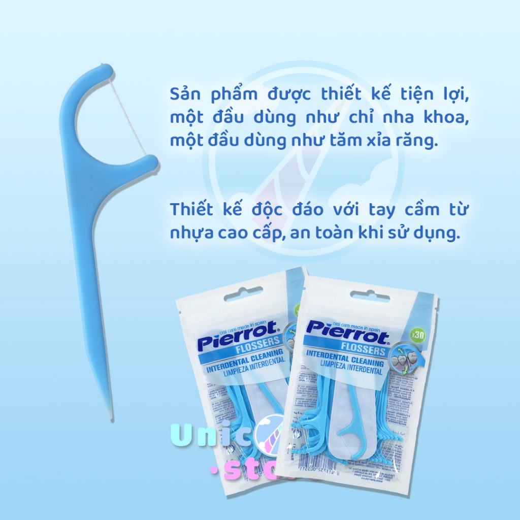 Chỉ Kẽ Răng PIERROT Giảm Hôi Miệng Loại Bỏ Thức Ăn Thừa Ở Kẽ Răng, Ngừa Bệnh Nha Chu, Tăm Chỉ Nha Khoa Flossers 30 Chiếc