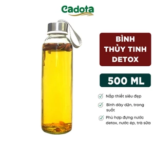 Bình đựng nước thủy tinh Cadota, Chai Detox Có Dây Xách 500ml, Loại Cao Cấp, dày, đẹp, chắc chắn