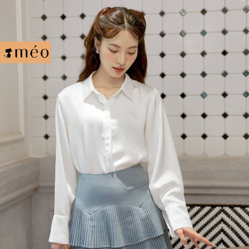 Áo sơ mi lụa trơn basic Méo shop kiểu dáng freesize Elibe
