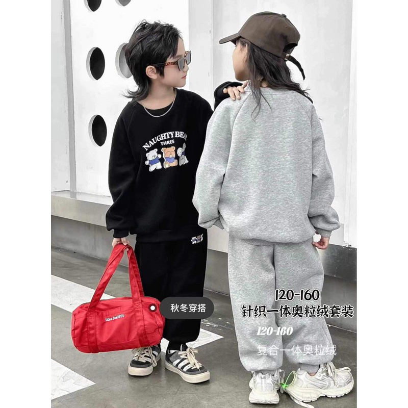 Bộ gấu nỉ lót lông size 17-45kg hàng qccc
