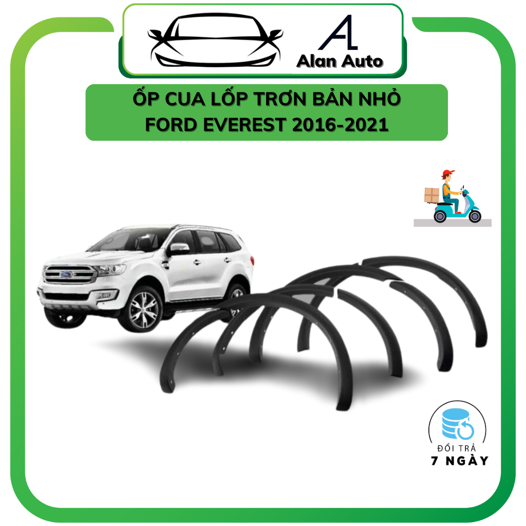 Bộ ốp Cua Lốp xe Ford Everest 2017-2021, Mẫu trơn bản bé 3 inch Có Cảm Biến,Nhựa đen mờ mịn ABS cao cấp.Hàng OEM